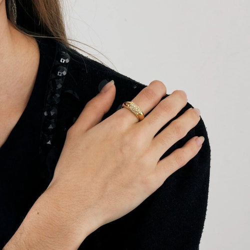 Bague 51 Bague jonc en or jaune 750 pavée de diamants 58 Facettes