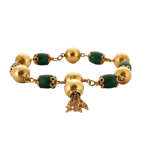 Bracelet Bracelet vintage en or jaune 750 et jade 58 Facettes
