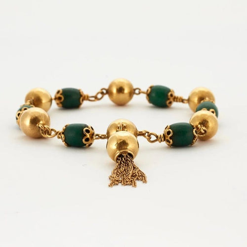 Bracelet Bracelet vintage en or jaune 750 et jade 58 Facettes
