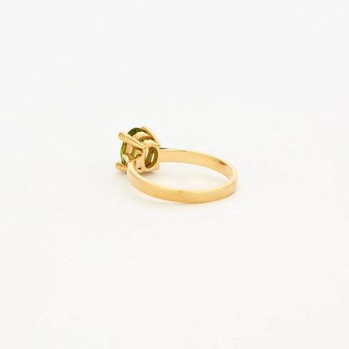 Bague 54 Bague en or jaune 750 avec péridot et diamants 58 Facettes