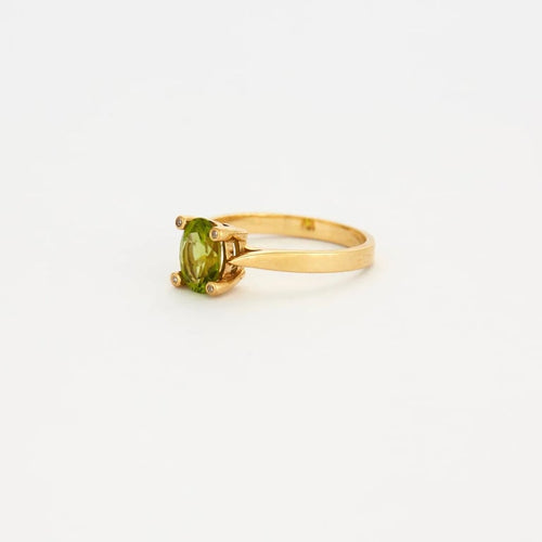 Bague 54 Bague en or jaune 750 avec péridot et diamants 58 Facettes