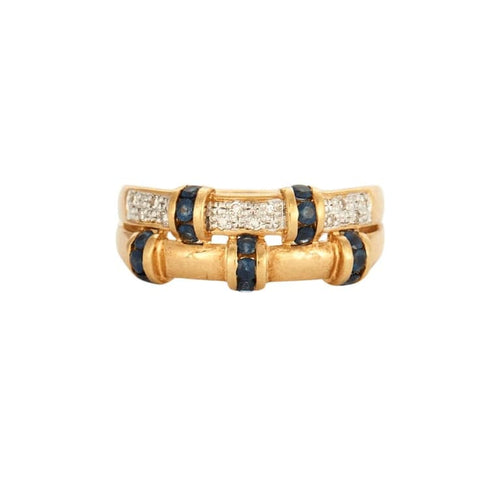 Bague 55 Bague saphir et diamants en or jaune 750 58 Facettes