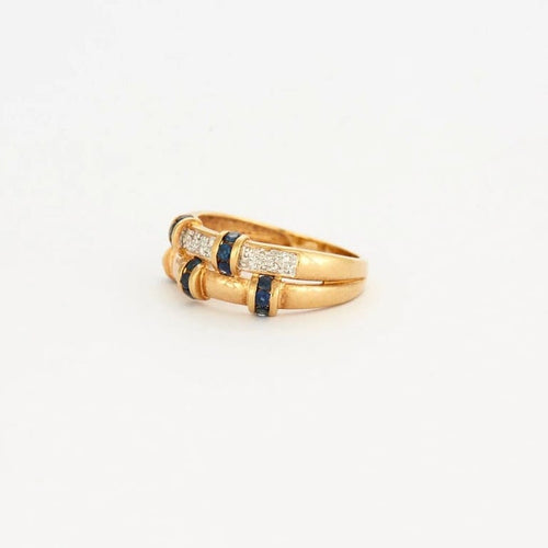 Bague 55 Bague saphir et diamants en or jaune 750 58 Facettes