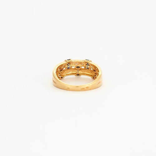 Bague 55 Bague saphir et diamants en or jaune 750 58 Facettes
