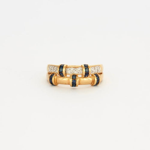 Bague 55 Bague saphir et diamants en or jaune 750 58 Facettes