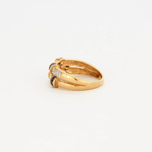 Bague 55 Bague saphir et diamants en or jaune 750 58 Facettes