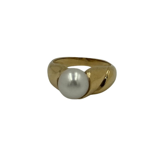 Bague 54 Bague en or jaune 750 avec perle de culture 58 Facettes