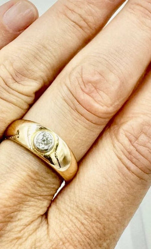 Bague 58 Bague jonc homme en or jaune 750 avec diamant 58 Facettes
