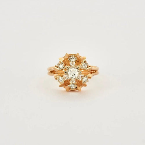 Bague 54 Bague en or jaune 750 avec diamants 58 Facettes