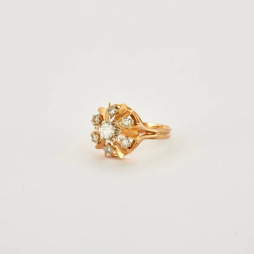 Bague 54 Bague en or jaune 750 avec diamants 58 Facettes