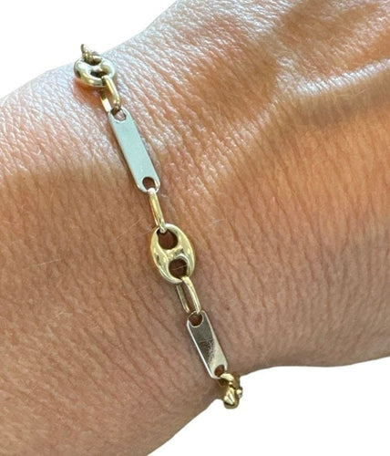 Bracelet Bracelet grains de café en or jaune et or blanc 58 Facettes