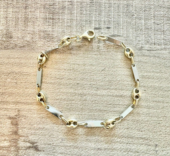 Bracelet Bracelet grains de café en or jaune et or blanc 58 Facettes