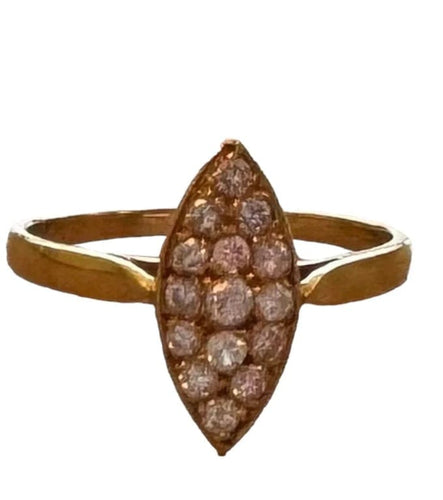 Bague 55 Bague marquise en or jaune 750 et diamants 58 Facettes
