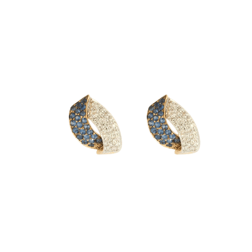 Boucles d'oreilles Boucles d’oreilles pavées en or jaune 750, diamants et saphirs 58 Facettes