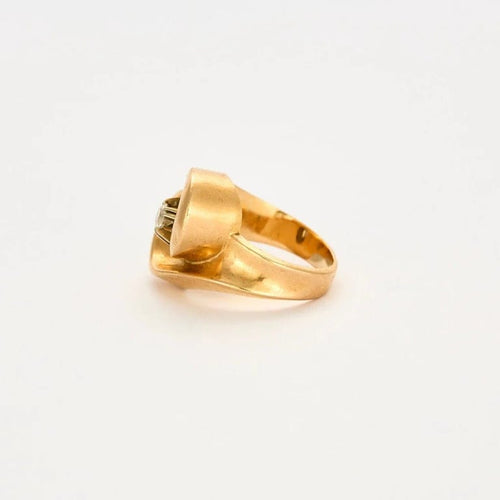 Bague 53 Bague tank en or jaune 750 avec diamant 58 Facettes