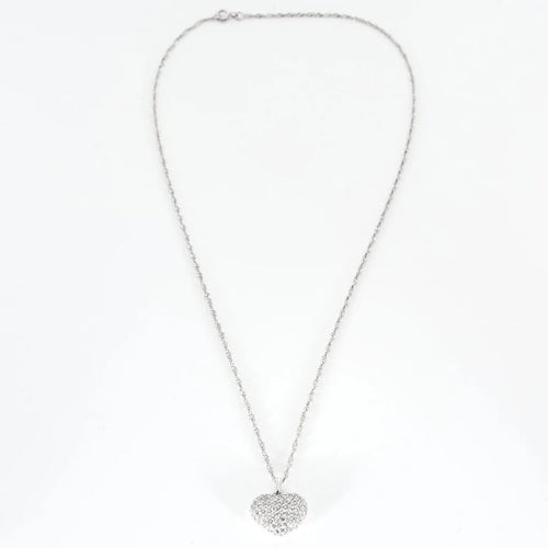 Collier Collier cœur en or blanc 750 serti de diamants 58 Facettes
