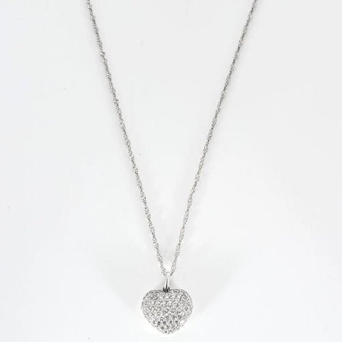 Collier Collier cœur en or blanc 750 serti de diamants 58 Facettes