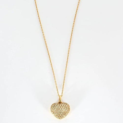Collier Collier en or jaune 750/1000 avec cœur pavé de diamants 58 Facettes