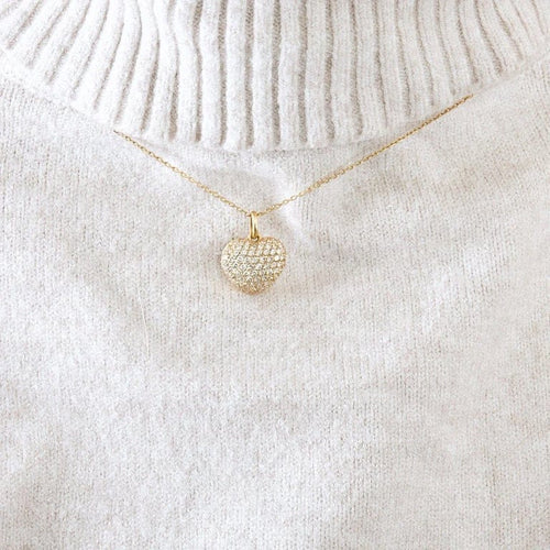 Collier Collier en or jaune 750/1000 avec cœur pavé de diamants 58 Facettes