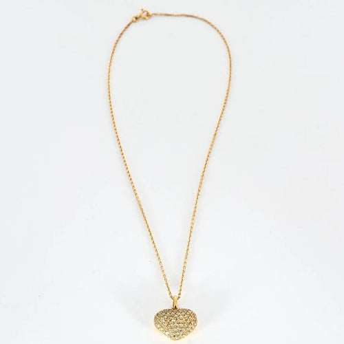 Collier Collier en or jaune 750/1000 avec cœur pavé de diamants 58 Facettes