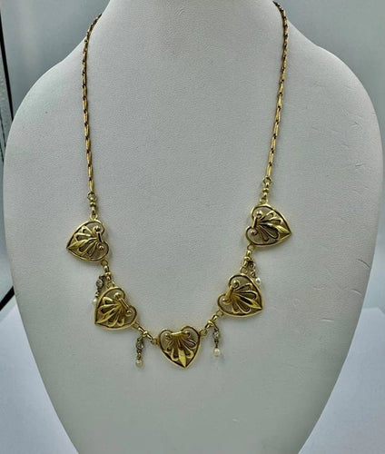 Collier Collier filigrane ancien en or jaune 750, perles fines et diamants 58 Facettes