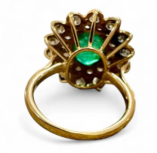 Bague 54 Bague vintage en or avec émeraude et diamants 58 Facettes