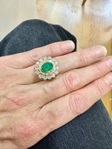 Bague 54 Bague vintage en or avec émeraude et diamants 58 Facettes