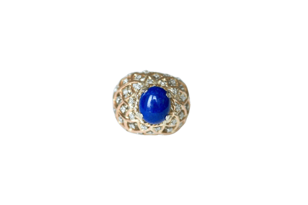 Bague 52 Bague cocktail en or jaune, lapis-lazuli et diamants 58 Facettes