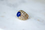 Bague 52 Bague cocktail en or jaune, lapis-lazuli et diamants 58 Facettes