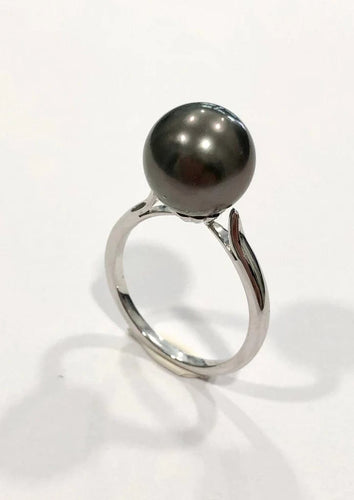 Bague Bague perle de Tahiti en or blanc 18K 58 Facettes