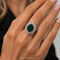 Bague 56 Bague en or blanc 18 kt, émeraude et diamants 58 Facettes AN541 (00219)