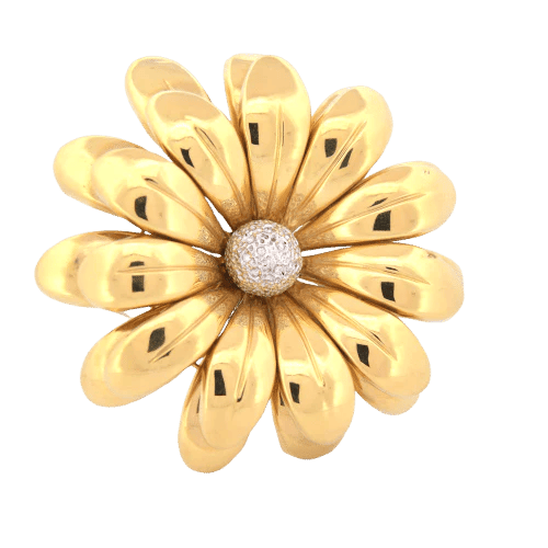 Broche Broche fleur - en or jaune 18 carats et diamants 58 Facettes SP39