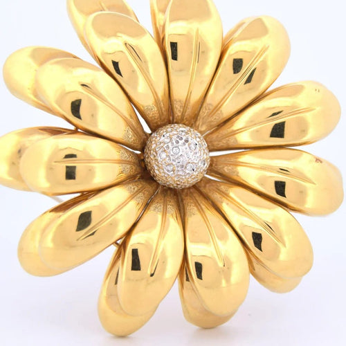 Broche Broche fleur - en or jaune 18 carats et diamants 58 Facettes SP39