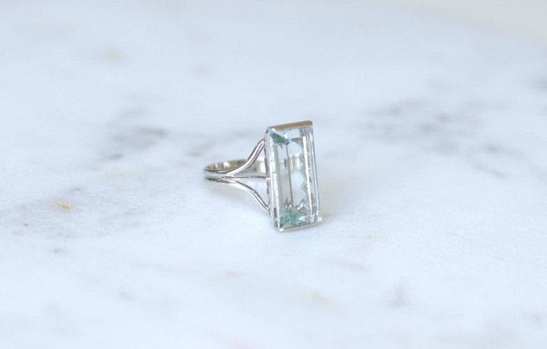 Bague 58 Bague Cocktail aigue-marine 8,00 ct en or blanc 58 Facettes