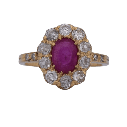 Bague 52 Bague victorienne en or jaune 18 carats avec rubis et diamants 58 Facettes AN558