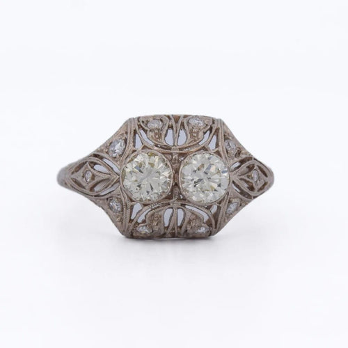 Bague 56 Bague Art nouveau en or blanc 18 carats et diamants 58 Facettes AN476