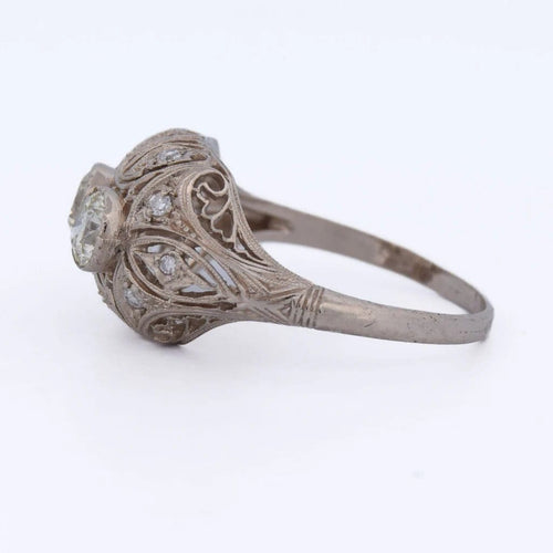 Bague 56 Bague Art nouveau en or blanc 18 carats et diamants 58 Facettes AN476