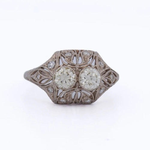 Bague 56 Bague Art nouveau en or blanc 18 carats et diamants 58 Facettes AN476