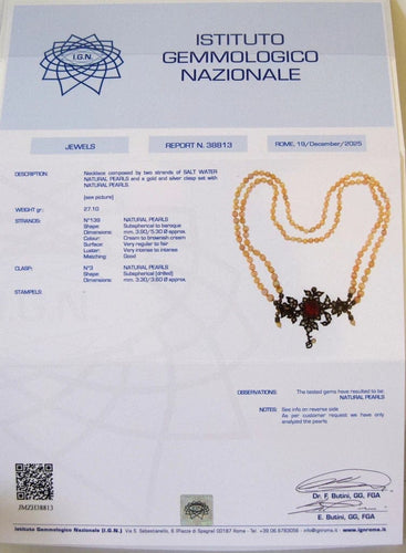 Collier Victorien - Collier deux rangs en or 18 ct et argent, perles et diamants 58 Facettes CL101 '(00699)