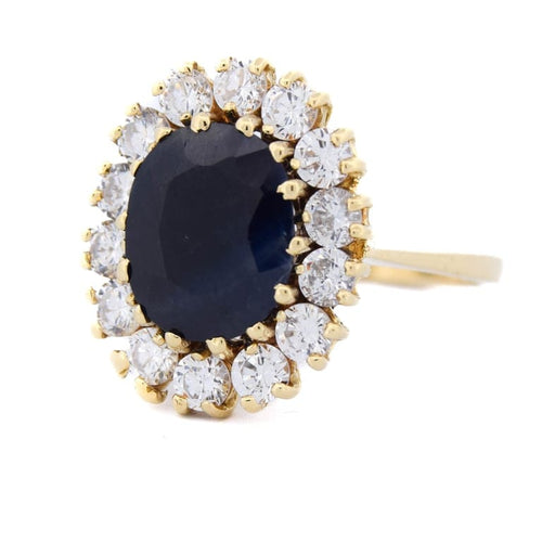 Bague 55 Bague vintage en or jaune 18 carats avec saphir et diamants 58 Facettes AN485