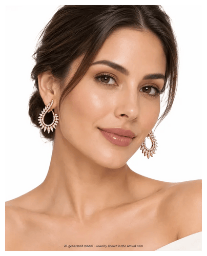 Boucles d'oreilles Boucles d'oreilles créoles pavées en or rose et diamants 58 Facettes OR204