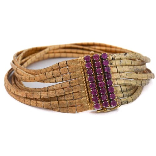 Bracelet Bracelet vintage en or jaune 18 ct et rubis 58 Facettes BR15 '(04949)