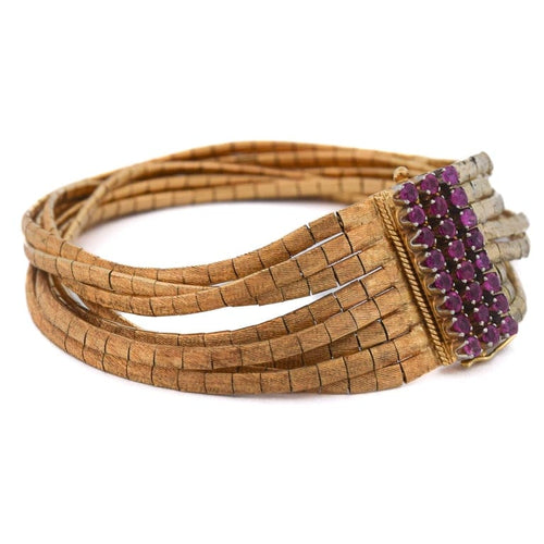 Bracelet Bracelet vintage en or jaune 18 ct et rubis 58 Facettes BR15 '(04949)