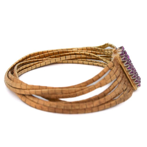 Bracelet Bracelet vintage en or jaune 18 ct et rubis 58 Facettes BR15 '(04949)