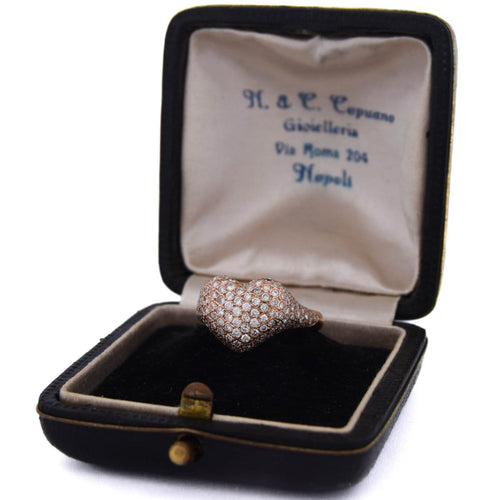 Bague 53 Bague cœur en or rose 18 ct pavée de diamants 58 Facettes AN52 (0099)