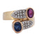 Bague 53 Bague vintage - Bypass en or 18 kt avec rubis, saphir et diamants 58 Facettes AN24 '(00019)