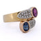 Bague 53 Bague vintage - Bypass en or 18 kt avec rubis, saphir et diamants 58 Facettes AN24 '(00019)