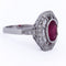 Bague 54 Bague Art déco en or blanc 18 Kt avec rubis et diamants 58 Facettes AN107 (0589)