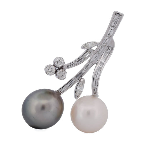 Pendentif Pendentif en or blanc 18k avec perles et diamants 58 Facettes CL8 (00229)
