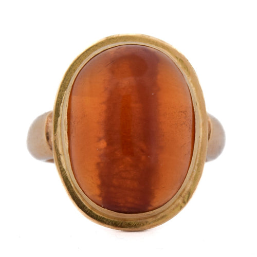 Bague 50 Bague vintage en or jaune 18 ct avec cabochon d’ambre 58 Facettes AN170 '(0789)